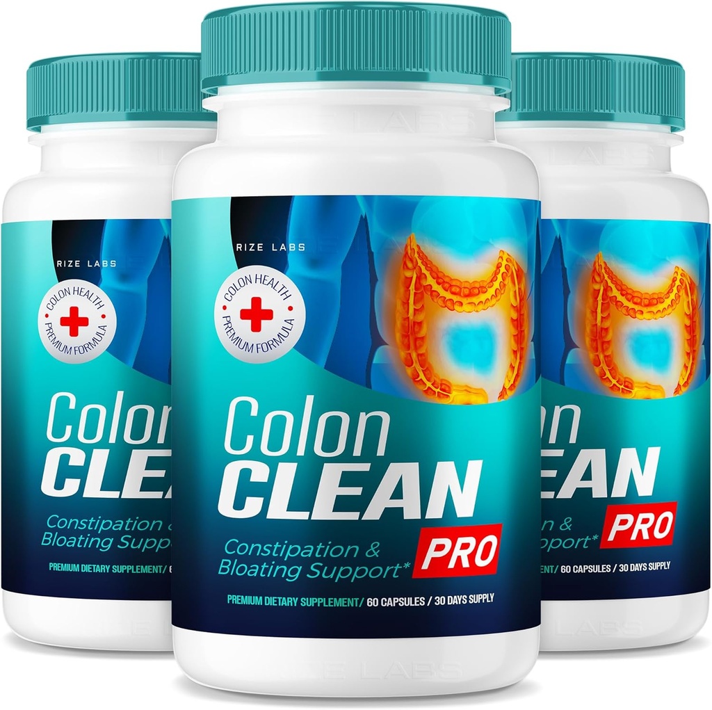 Rize laboratoriji Colon Clean Pro Kapsules, Colon Clean Pro Vse naravne tablete za lajšanje napihnjenosti, Colon Clean Pro Napredna Formula za zdravje Gut, ColonClean Pro dodatek (180 Kapsule) (Pack 3)