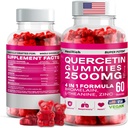 Quercetin Gummies - 2500MG z Bromelain, L-Theanin - Imunska podpora Gumies Alergija Relief & Lung Zdravje za otroke in odrasle