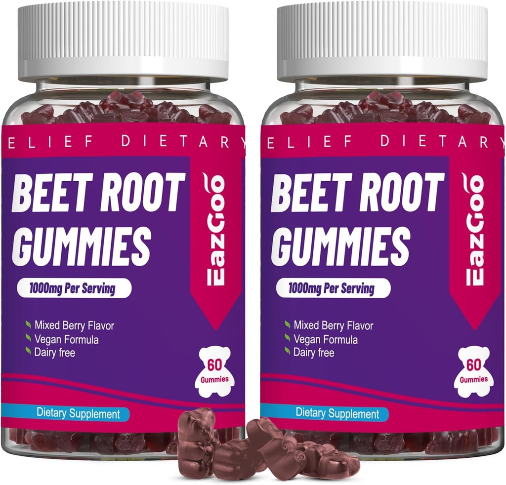 Beete Root Gumies, Beet Root Soft Chews z peso, izvleček grozdnega semena & pese Root Powder, Vegan, Non-GMO, 120 Count