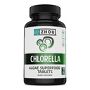 Zhou Chlorella tablete - Klorella dodatek, klorofil vitamini, čista zelena Algae Superfood, Nutrient Rich Super Food tablete, razbite celične stene - 120 Veganske tablete