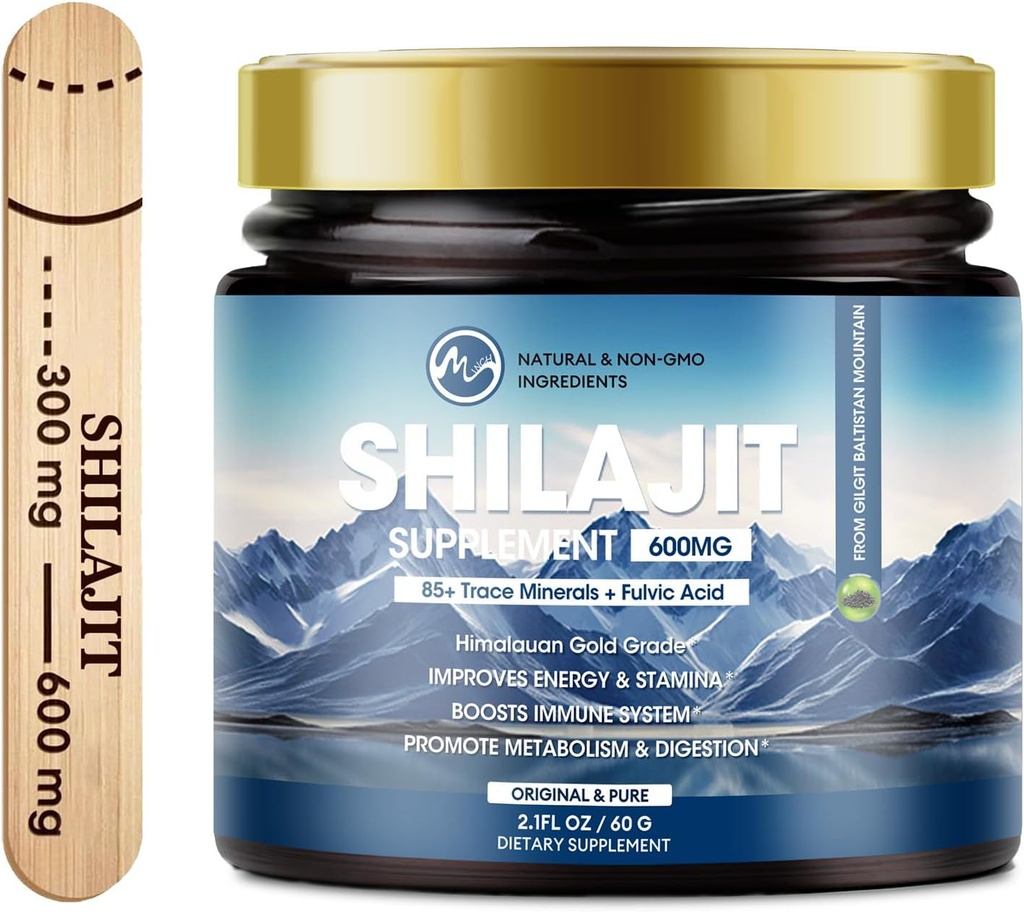 M inch 600mg Shilajit Pure Sibirija Organic Shilajit Resin - Shilajit Resin za moške in ženske z visoko močjo za energijo, moč in imuniteto