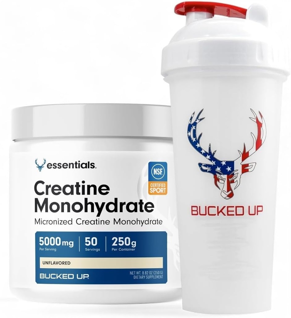 Zmečkan kreatin in stresalnik – mikroniziran kreatin prašek (250g, 50 servingov) + 28oz Leak-Proof BPA-free Shaker steklenička za optimalno mešanje