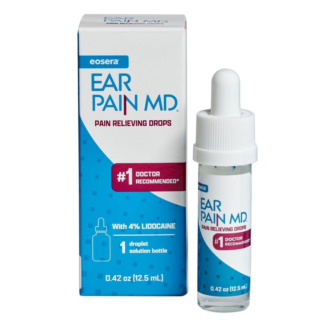 Eosera Ear Pain MD® - 4% Lidokain Uho Kapljice za največjo moč Pain Relief - hitro delovanje, omrtvevanje ušes zdravljenje za odrasle in otroke (12, 5 ml)