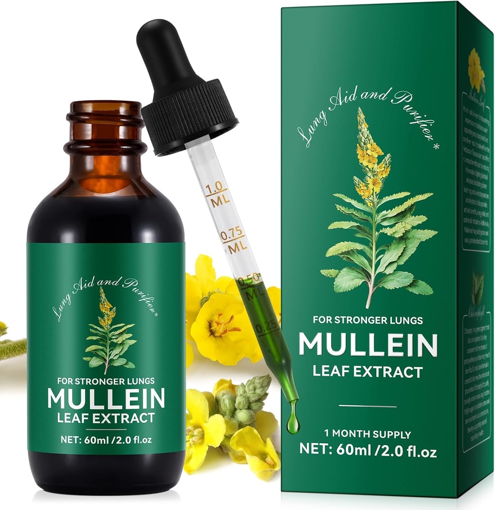 Mullein Leaf Extract,Mullein kapljice za pljuča, naravno čiščenje,Mullein Leaf Liquid Extract dodatek, Vegetarian Healthyly Lifestyle,2 FL OZ