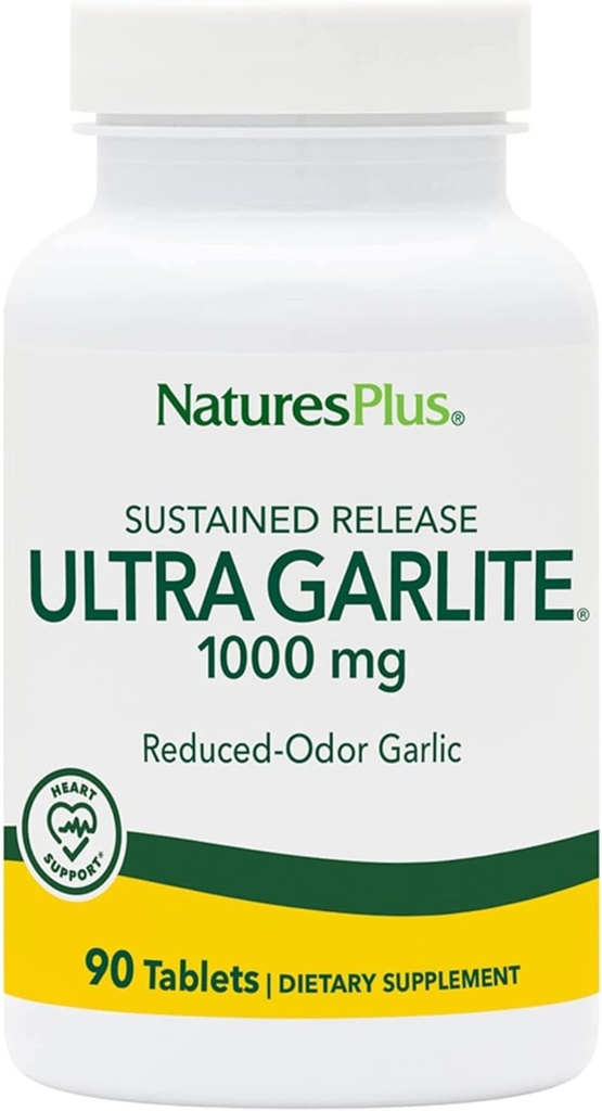 NaturesPlus Ultra Garlite 1000 mg - 90 tablet - Zmanjšano - Odor Česen - Hranilna podpora za prosto-radikalno obrambo in imunskega zdravja - Trajen izpust - 90 Serving