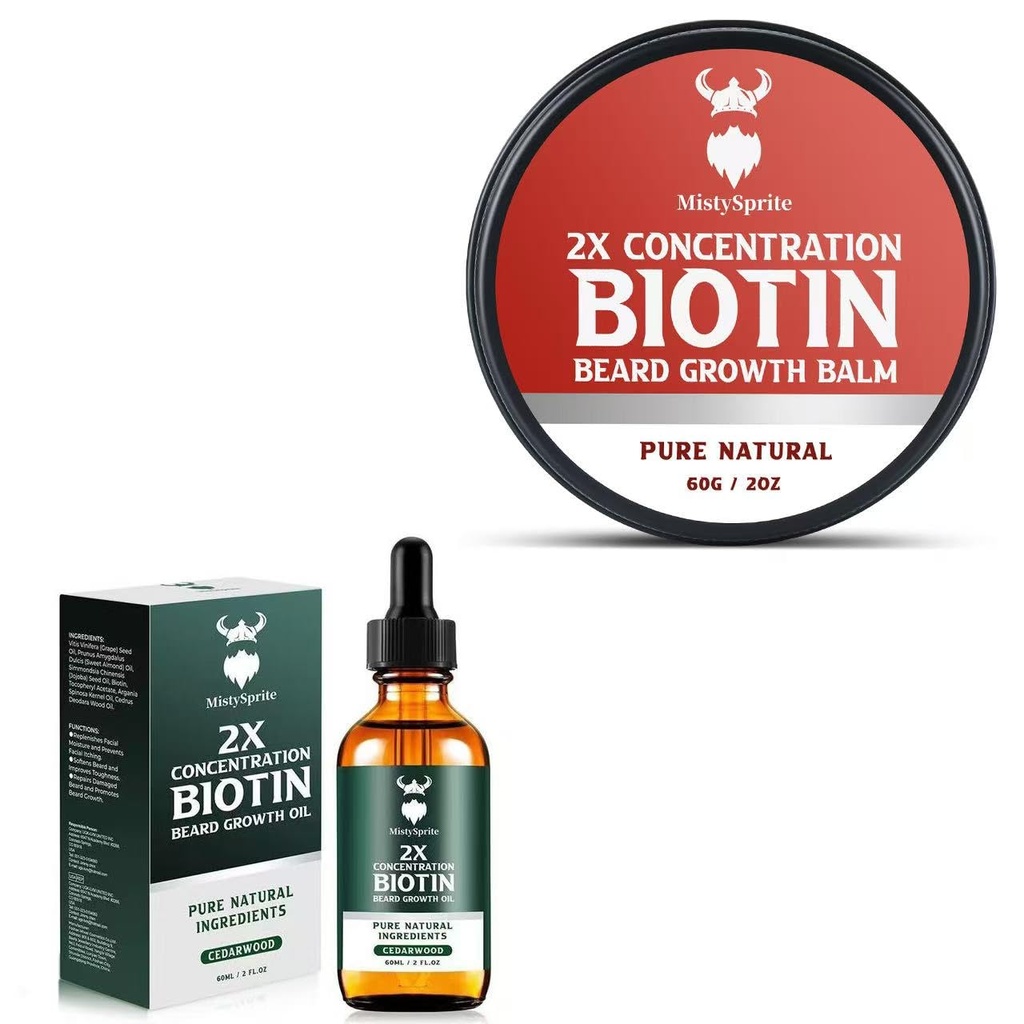Balzam za biotine za moške & kondicioniranje brade Vosek in rastno olje z 2X koncentracijo Biotin za moške, Hydrates & Debeli lasje