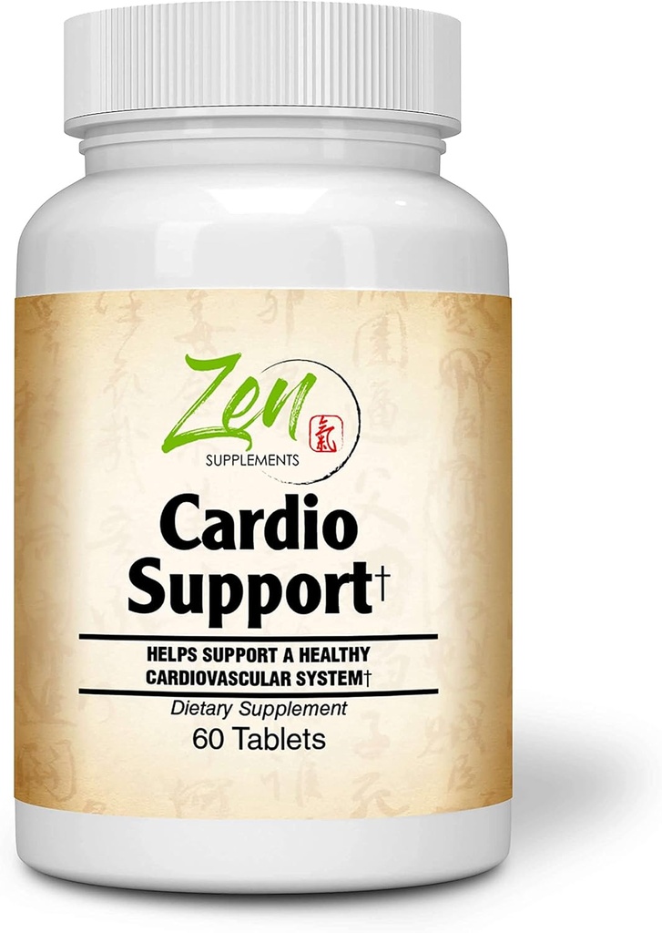 Zen Supplements - Cardio Support Plus Antioksidanti, L-karnitin, L-tavrin, s koencimom Q10, Hawthorn, Horsestnut, Cayenne, Grozdno seme in vitamin E, spodbuja zdravo srce 60-Tabs