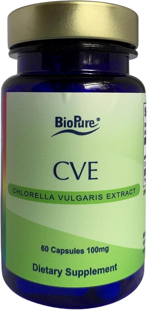BioPure CVE Chlorella Vulgaris Extract – Nutrient-Dense, Nutraceutical Superfood, pakiran s proteini, vitamini, minerali in aminokislinami, ki podpira presnovo, Detox & Immunity – 60 kapsul
