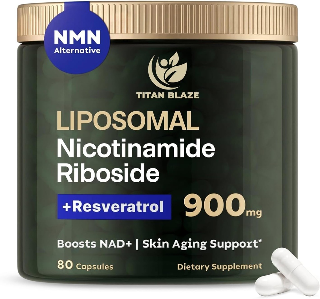 NAD+ Nikotinamid Ribozid z Resveratrol & Quercetin NMN Alternative – Premium anti-Aging dodatek za energijo, fokus, in celično podporo – 80 kapsul visoke čistosti 900mg