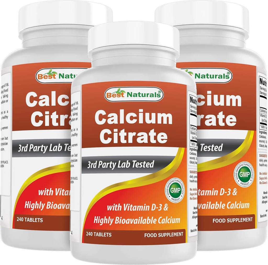 Najboljše naravne kalcijeve citrate z vitaminom D-3 240 tablete (240 tablet (paka 3))