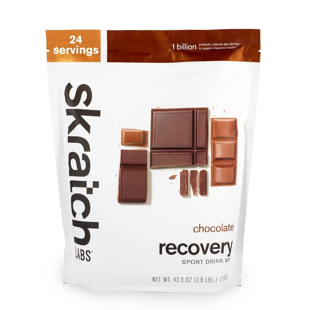 Skratch Labs Post Workout Recovery Drink Mešamo s čokolado, (41.6 oz, 24 Serving) s popolnimi mlečnimi beljakovinami kazeina in sirotke in probiotiki, Gluten Free, Košir, Naravni, Vegetarian