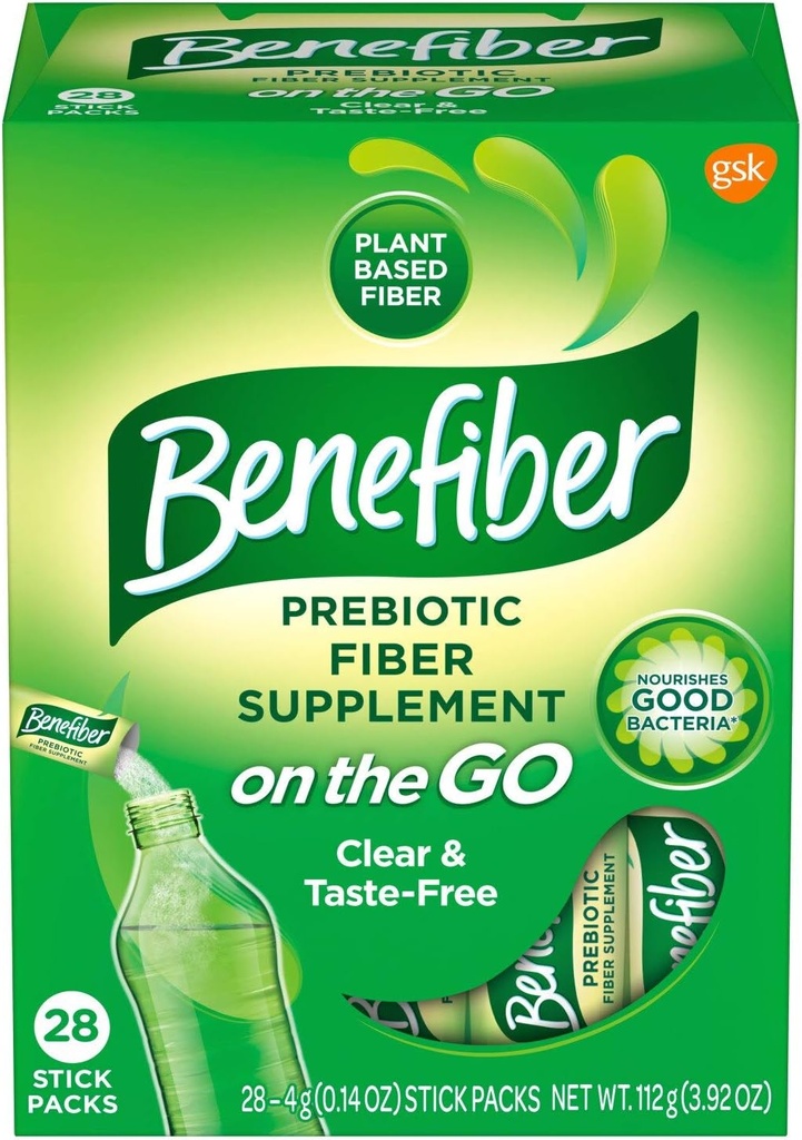 Benefiber Fiber Supplement On the Go Packs for Convenient Use 28 Packs na škatlo (1 Samo polje)
