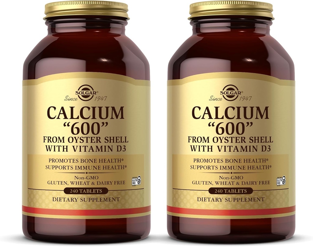 Solgar Calcium 600" - 240 tablet, pakiranje 2 - iz Oyster Shell z vitaminom D3 - brez glutena, brez mleka - 240 skupaj