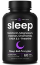 NutraChamps 10-v-1 Naravni uspavalni pripomočki za odrasle - melatonin, limonin balzam 1000mg, kamilica 400mg, verian root 600mg, L Theanine, L Triptofan, GABA, Magnezijev uspavalni pripomoček