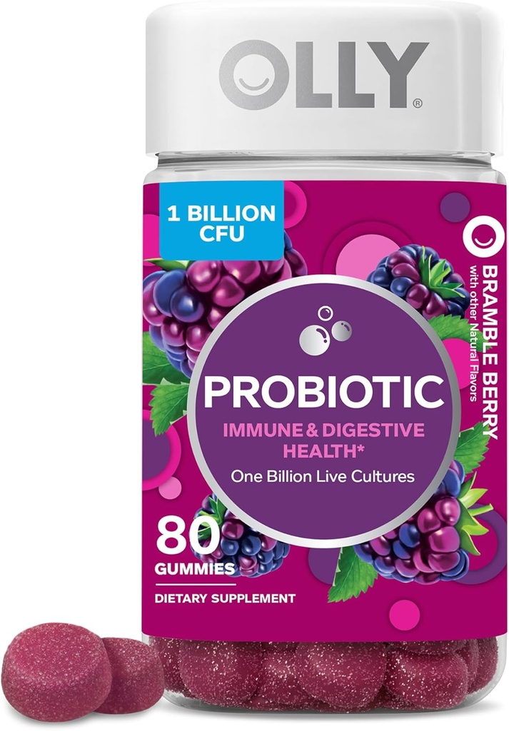 OLY probiotični Gummy, Imunska in prebavna podpora, 1 milijarda CFU, žvečljivi probiotični dodatek, Berry, 40 Day Supply - 80 Count