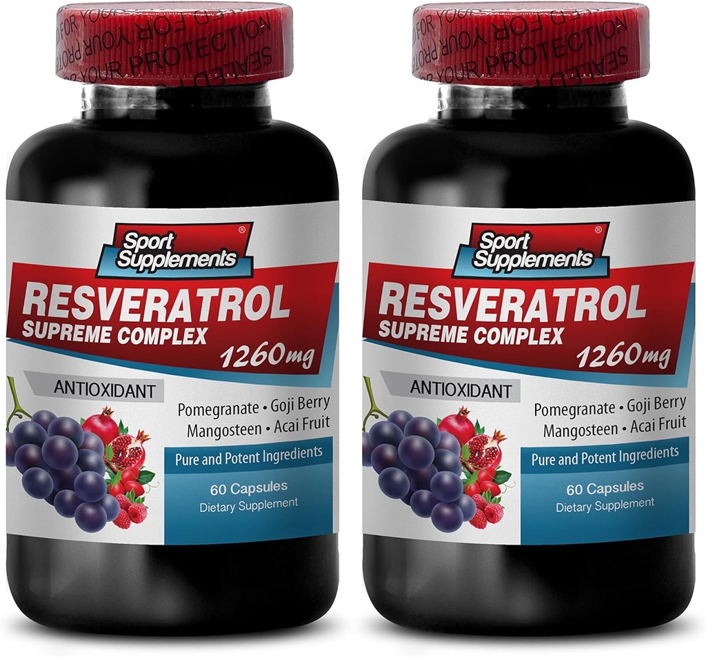 Resveratrol Supreme 1200mg Največja moč Plus 1200 Red Wine Supplements, resveratrol Dodatek rdeče vino, resveratrol antioksidant, rdeče vino ekstrakt z resveratrol, rdeče grozdje semena 2 steklenice