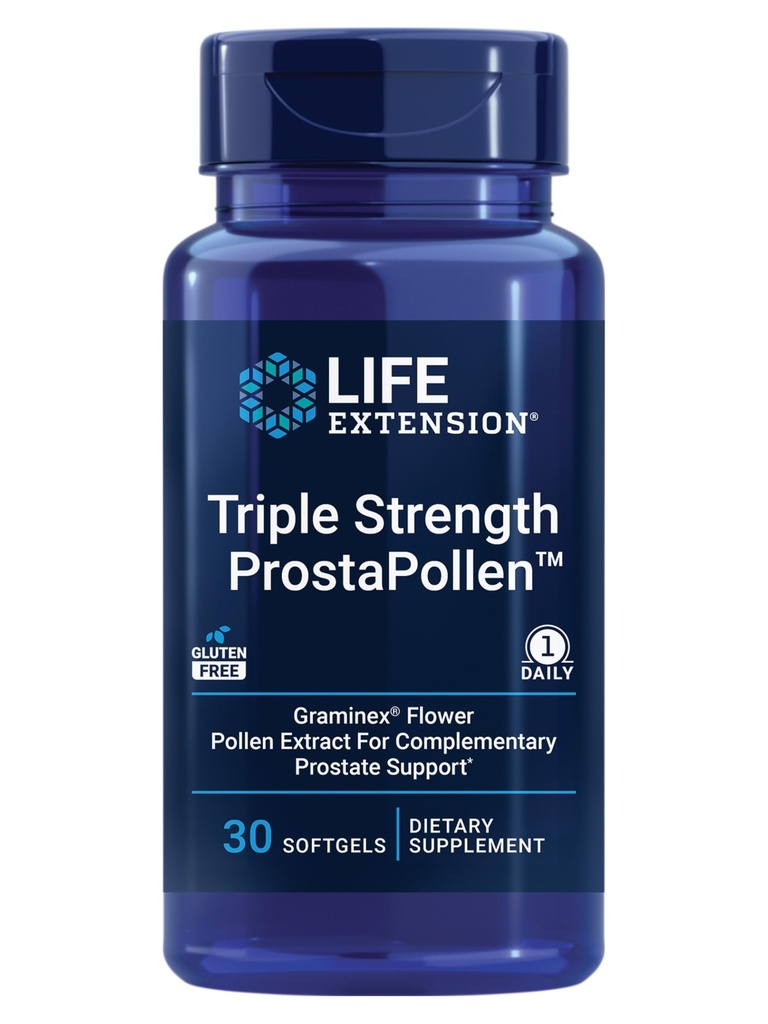 Life Extension Triple Strength ProstaPollenTM, Prostata Zdravje, Prostata funkcija, Cvetni prah ekstrakt, Gluten Free, 30 softgels