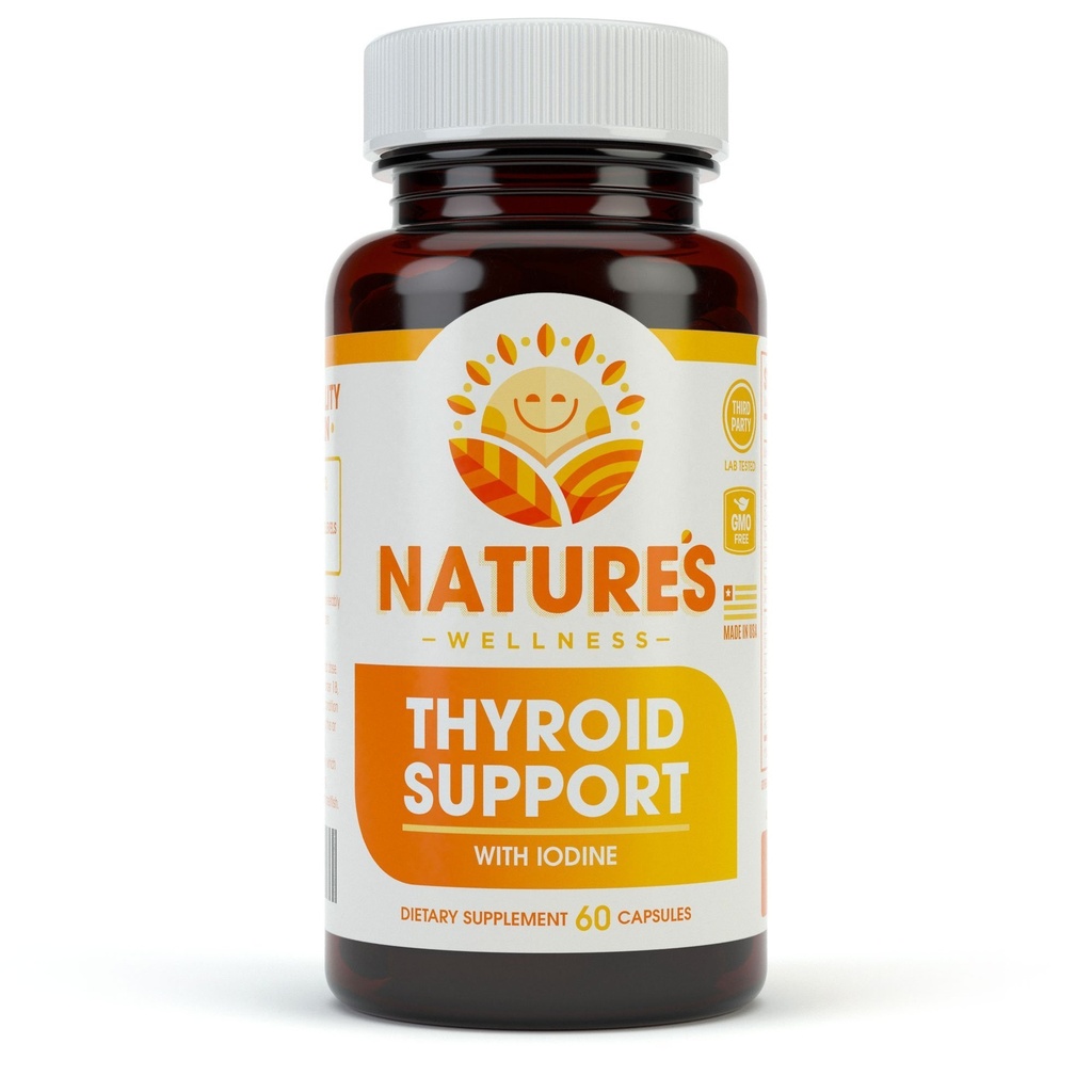 Podporni kompleks za ščitnice z jodino za energijske ravni, hujšanje, metabolizem, utrujenost in možganske funkcije - Natural Health Supplement Formula: L-Tirozin, Selenium, Kelp, Bladderwrack, Ashwagandha, itd