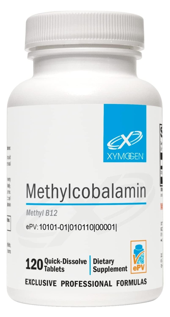 XYMOGEN metilkobalamin 5000 μg - vitamin B12 dodatek v majhnih, prijetno okusnih tabletah - podpira zdravo metilacijo, nevrološko zdravje, zdrav imunski sistem (120 tablet)