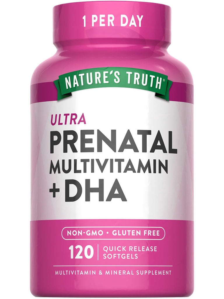 Nature's Truth Prenatal Vitamin for Women | 120 Softgels | Non-GMO & Gluten Free Multivitamin Supplement with DHA and Folic Acid | Multivitamin with DHA and Folic Acid | Non-GMO & Gluten Free Supplement