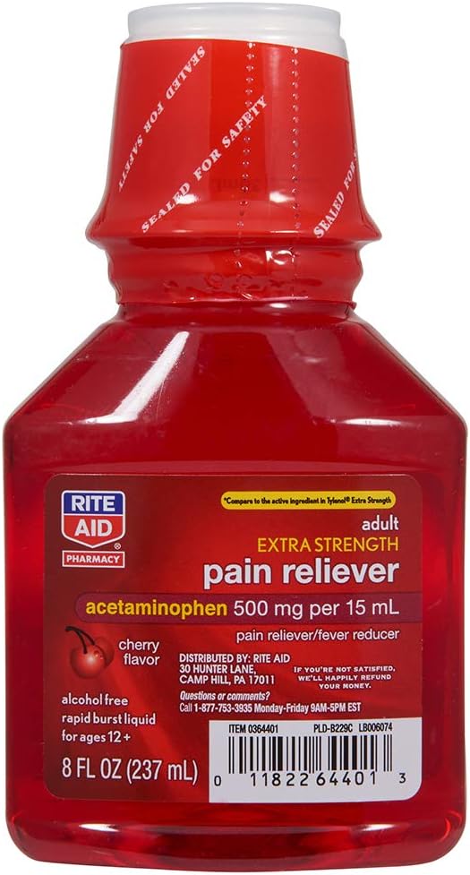 Rite Aid odrasli Dodatna moč bolečina Reliever, Cherry, 500mg - 8 fl oz