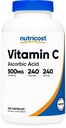 Nutricost Vitamin C 500mg, 240 Kapsule, vegetarijanske, brez glutena in brez glutena