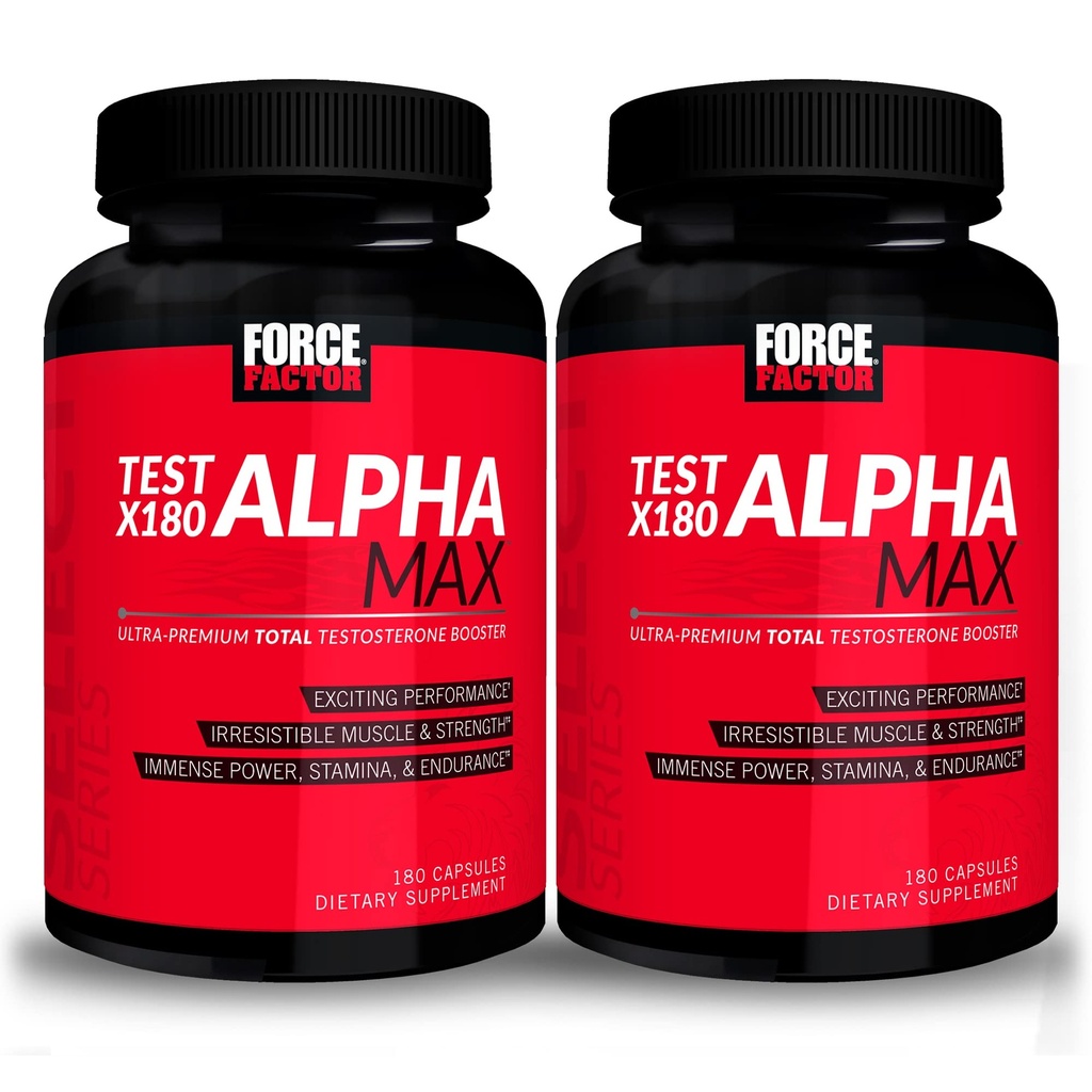 FORCE FACTOR test X180 Alpha Max, 2-pak, skupni testosteron in dušikov oksid Booster za moške s Fenugreek semena in Tribulus za povečanje pretoka krvi in izboljšanje moški atletske zmogljivosti, 360 kapsule
