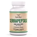 Serrapeptase 240.000 SPU Max Potency (120 Veggie kapsule) Proteolitični encim za sinus, dihal in skupno zdravje (ne-GMO, Gluten Free, Vegetarian Safe) z dvojnim lesom