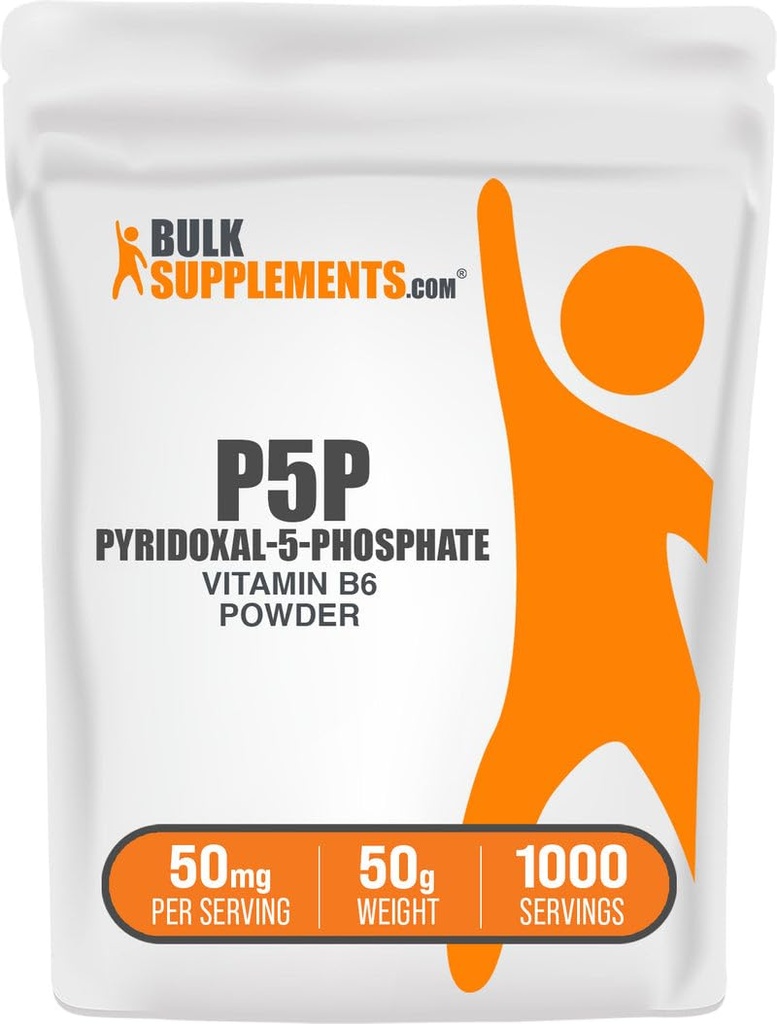 BulkSupplements.com Piridoksal 5 Fosfat v prahu - P-5-P Vitamin B6 dodatek, P-5-P 50mg - P5P dodatek, Gluten prost, 50mg na serviranje, 50g (1.8 oz) (Pack of 1)