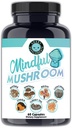 Jezna dopolnila premišljene gobe Kapsula - 7 v1 Premium Health Shroom Mešanica Maitake, Shiitake, Reishi, Turčija Tail, Cordyceps, Levi Mane in Chaga gobe (60ct)