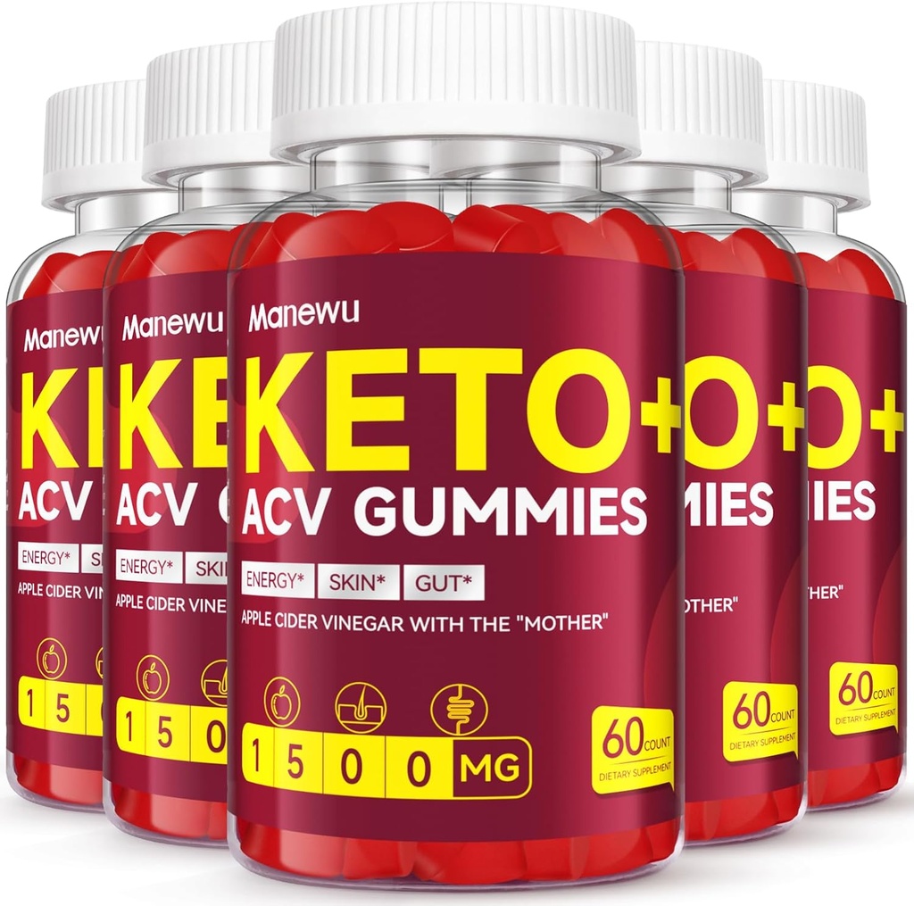 Keto ACV Gumies - 1500mg Apple Cider kis z mamo - Vegan, Non-GMO,Organic Apple Cider kis za ženske moške, Detox & Cleanse, 5 Pack