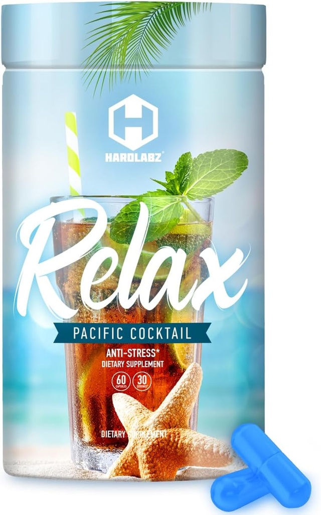 HARDLABZ Relax - Vse-naravni stres Relief, podpora za spanje, izboljšanje razpoloženja Zeliščni dodatek z Ivan Tea, Valerian, Ginseng, sivke, limonin balzam, materinstvo, 60 kapsul