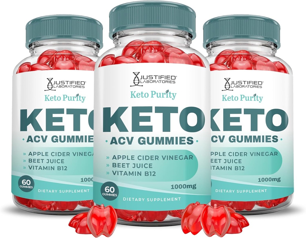 (3 paket) Keto Čistost Keto ACV Gumies Napredna Formula 1000MG Keto Puritri Keto Gumies Apple Cider Vinegar Oblikovan z Granit Beet Juice v prahu B12 Vegan Non GSO 180 Gummys