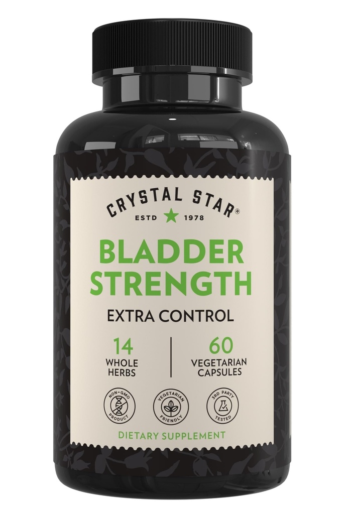Crystal Star Bladder Jakost (60 kapsul) – Zdravje zeliščnega urinarnega trakta in dodatno moč Bladder Control dodatek, Izvleček brusnice, Izvleček bučnega semena, Plantain in Wild Yam Root, Non-GMO