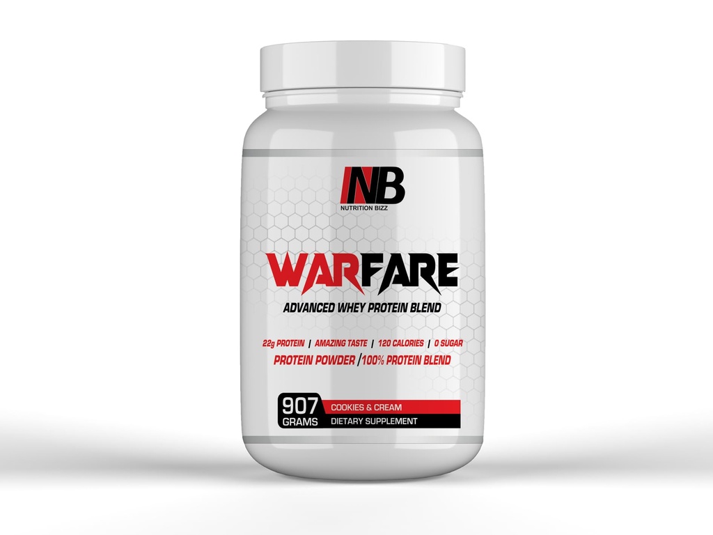 Warfare 2 lbs Advanced Whey Protein Mešanica 22g Protein per Serving Neverjetne arome (2 lbs, Piškotki in smetana)