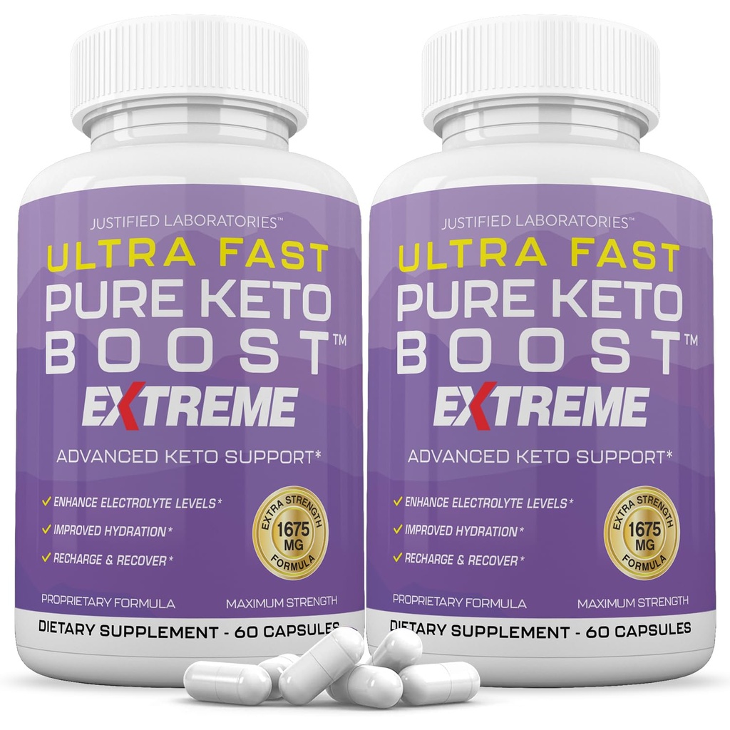 (2 paket) Ultra hitro Pure Keto Boost Extreme Keto Pills 1675MG Nova in izboljšana formula vsebuje Apple Cider kis Extra Deviško oljčno olje v prahu zeleni čaj List 120 kapsul