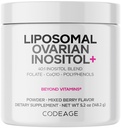 Koda Liposomski inozitol v prahu - Myo-Inositol & D-Chiro-Inositol 40:1 Mešanica, Folat 5-MTHF, CoQ10, Pomegranat & Wild Blueberry - 2-mesečna zaloga - mešana jagodičja aroma - Non-GMO, 60 servingov