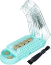 Tablete Cutter za več tablet naenkrat, tablete Cutter Splitter za majhne in majhne tablete, tablete Cutter za majhne ali velike tablete, tablete Splitter s skritim Sharp Nerjaveče jeklo rezilo (Blue+Clear)