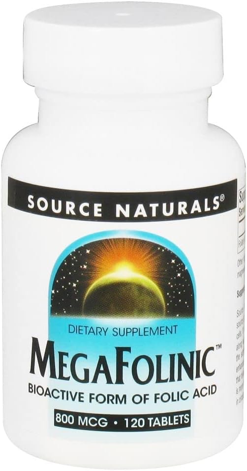 Vir Naturals MegaFolinic 800mcg Bioaktivna folna kislina, zdravje možganov in celic - 120 tablet