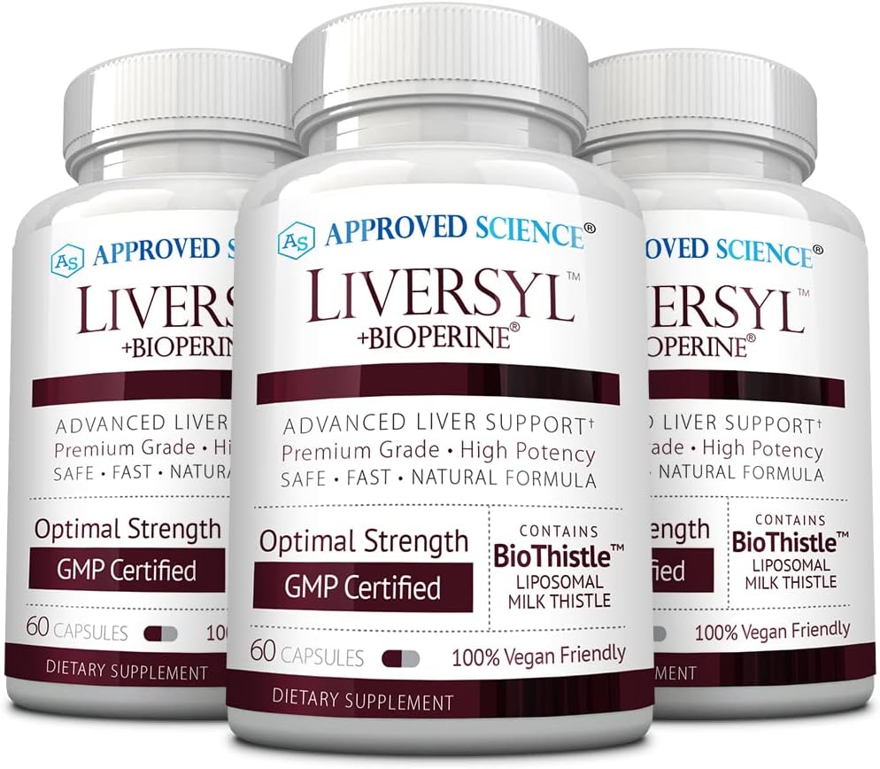 Odobrena znanost Liversyl - Podpora Optimalna funkcija jeter - čiščenje in razstrupljanje - hitro in učinkovito - Milk Thistle, Artichoke Extract, in Bioperine - Vegan - 180 Count - 3 Mesec dobave - Made in USA