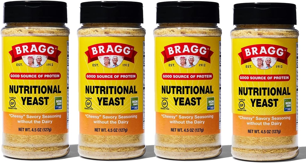 Bragg Nutritional Yeast Seasing – Vegan, Gluten Prosti sir Kosmiči – Dober vir beljakovin in vitaminov – Nutritious Savory Parmezan Sir substitute – Non GSO preverjeni, 4.5 Ounce, 4-Pack