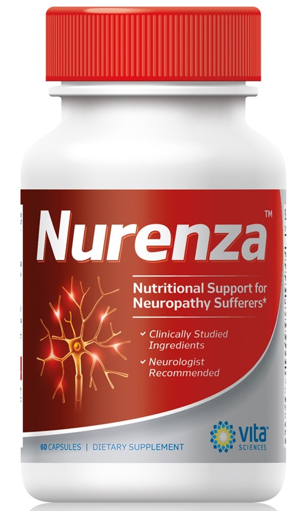 Vita Sciences Nurenza Neuropatia Relief Supplement 40x Jakost Naravna R-ALA Oblika za živčno zdravje, Hitro popravilo w/Vitamini, Antioksidanti Revitalizing noge, roke, noge, in prsti. 60 Ct.