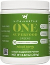 VitaHustle ONE Superfood Super Greens Powder s prebiotiki + probiotiki, zmanjšanje napihnjenosti, Detox, Gut Health, Spirulina, Klorella, Prebavne encime (Berry Flavor, 25 Serving)