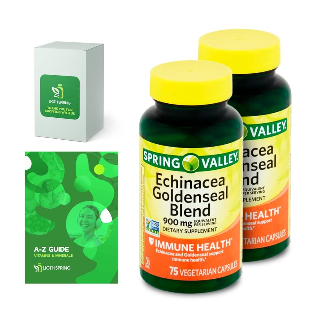 Prehranska dopolnila Echinacea Goldenseal, 900 mg, 75 Ct paket z ekskluzivnimi vitamini in minerali A do Z - boljši Ligth&Spring Guide@ (3 Izdelki)