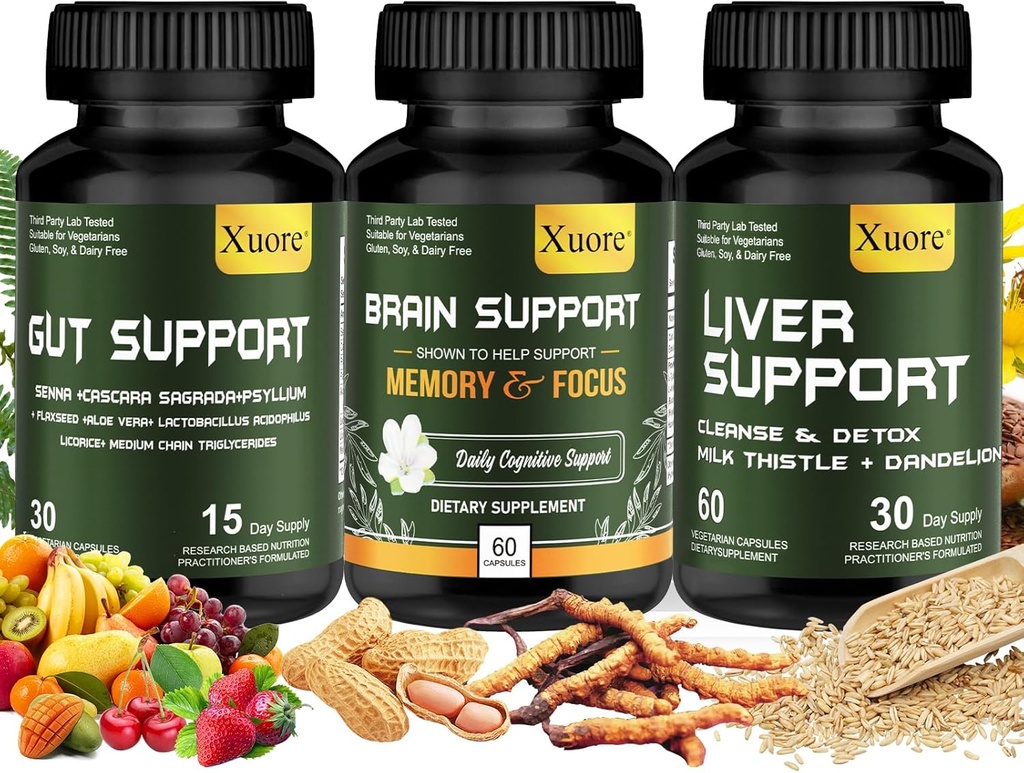Jetra Ponovno čiščenje Detox, Popravila in podpora, Gut in Colon podpora - Napredno čiščenje Gut Detox, Možgani Nootropic Brain Supplement za moške in ženske ,Vse v enem suppment.