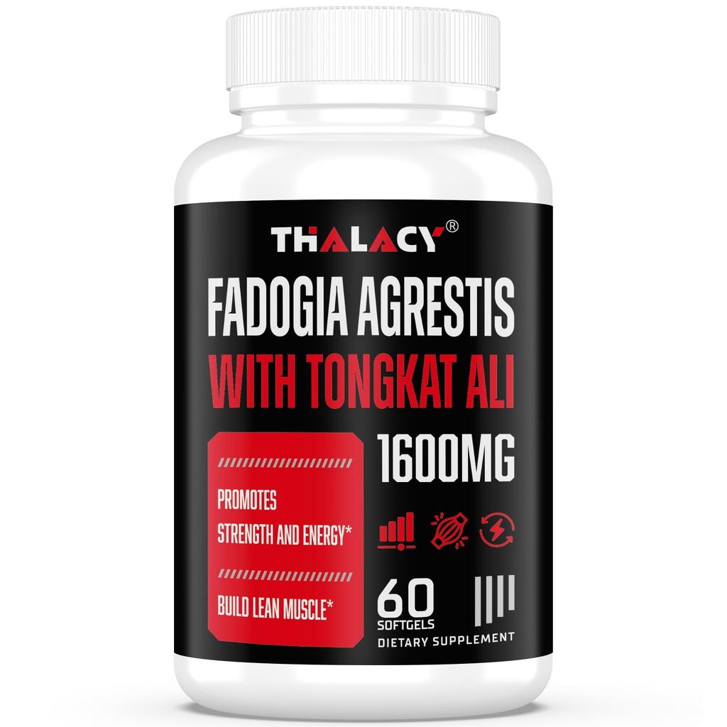 1600mg Fadogia Agrestis Tongkat Ali dodatek, Fadogia Agressis ekstrakt za moške z Ashwagandha - Največja moč, 60 Softgels