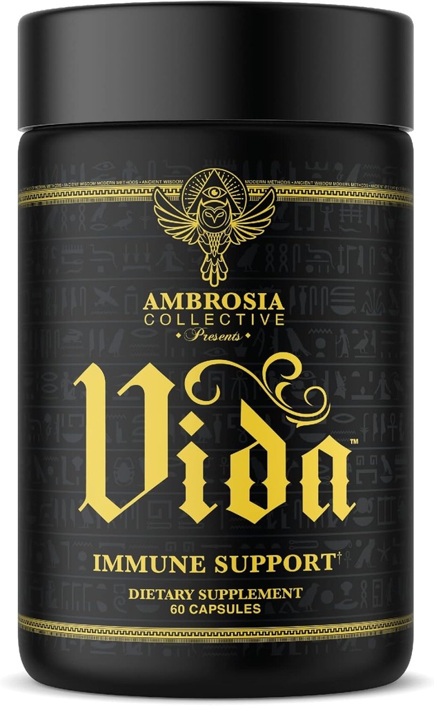 Ambrosia Vida Immuniteta Podpora, Elderberry, Vitamin C, Vitamin D in Cinkov dodatek, Pospeševalec imunskega sistema (60 kapsul)