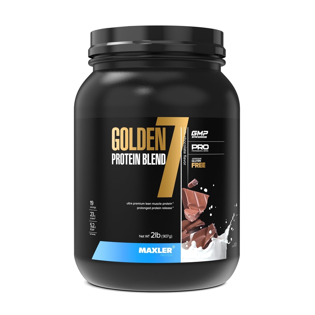 Maxler Golden 7 Beljakovinska mešanica - Beljakovine v prahu za pridobivanje in okrevanje mišic - mleko čokoladni proteini v prahu 2 lb