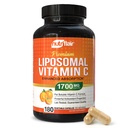 NutriFlair Liposomal Vitamin C 1700 mg, 180 Kapsule - visoka absorpcija, topen vIT C, večja biorazpoložljivost Imunski sistem Podpora & Kolagen Booster, Non-GMO, Veganske tablete