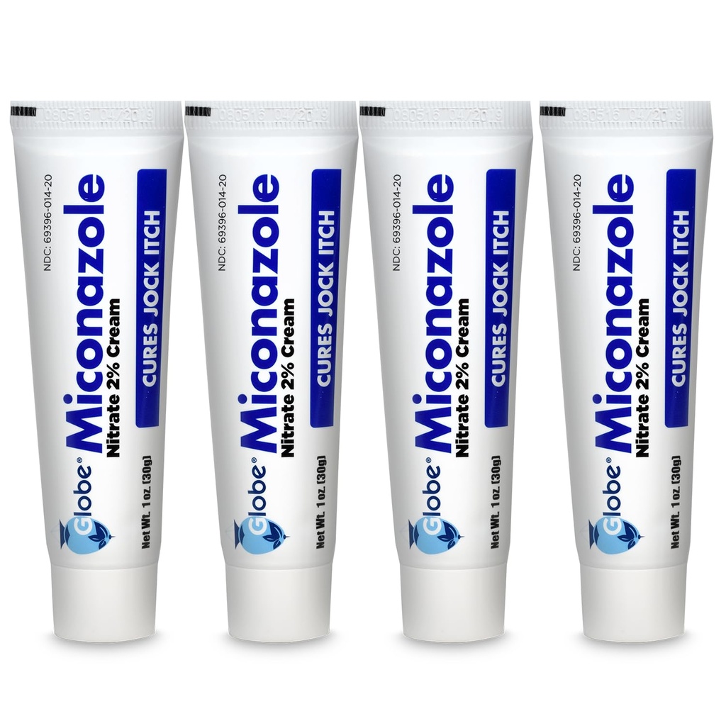 Globe (4 paket) Mikonazol Nitrat 2% Antiglivična krema, Cures Most Athletes Foot, Jock Srbečica, Ringlif in več. 1 OZ Tube